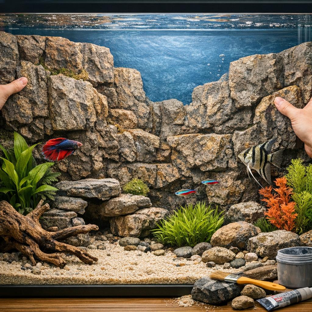 Как сделать задний фон в аквариуме