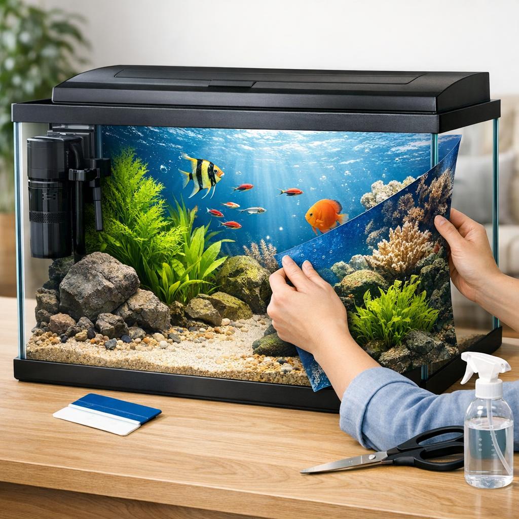 Как клеить фон к стенке аквариума