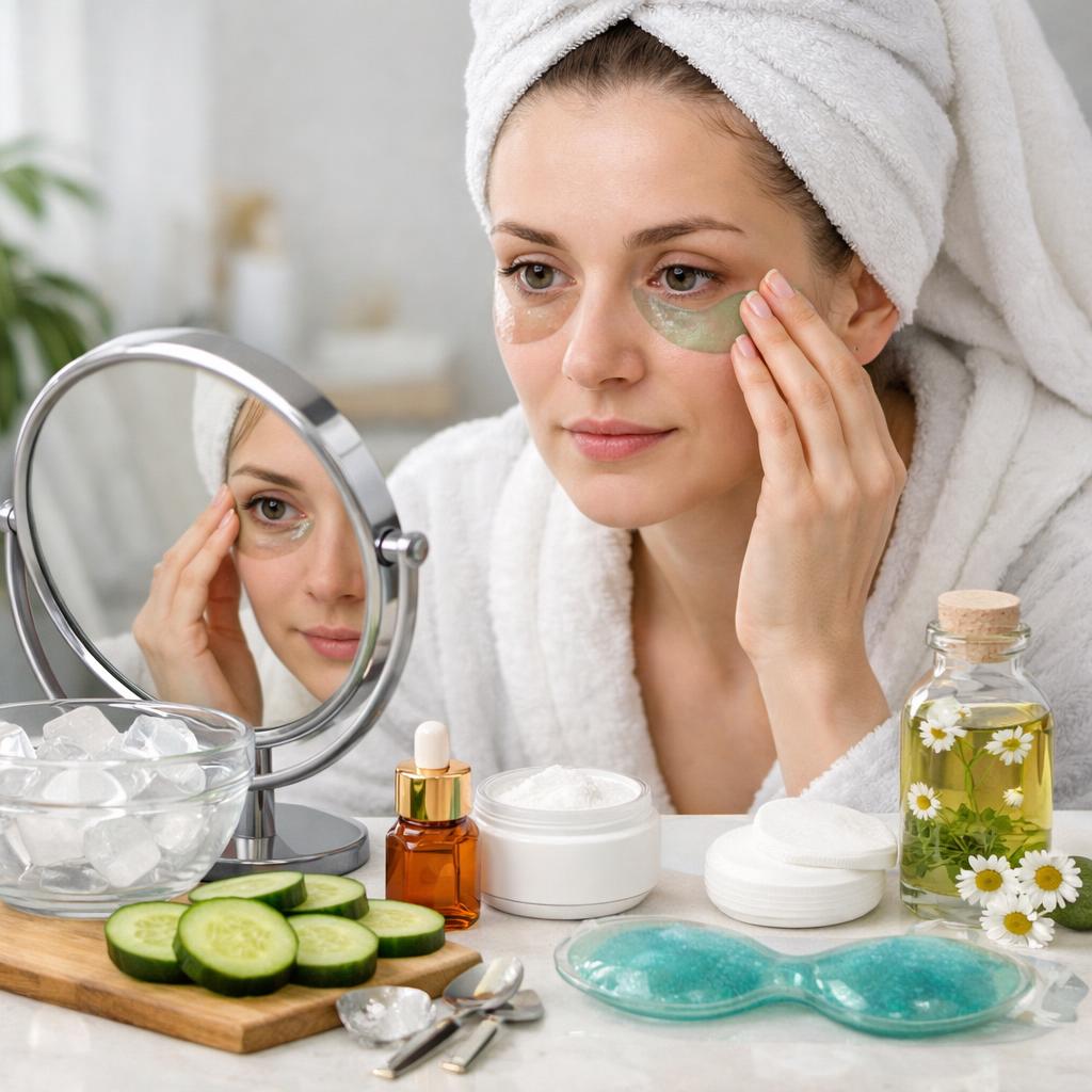 Попробуйте убрать мешки под глазами быстро в домашних условиях