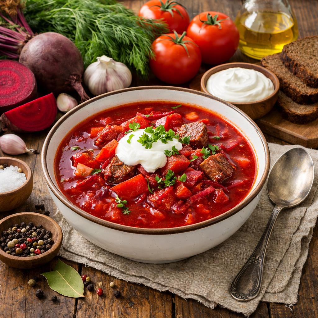 Попробуйте приготовить красный борщ со свеклой