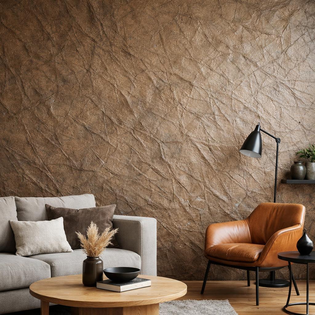 Декоративная отделка стен: эффект мятой кожи