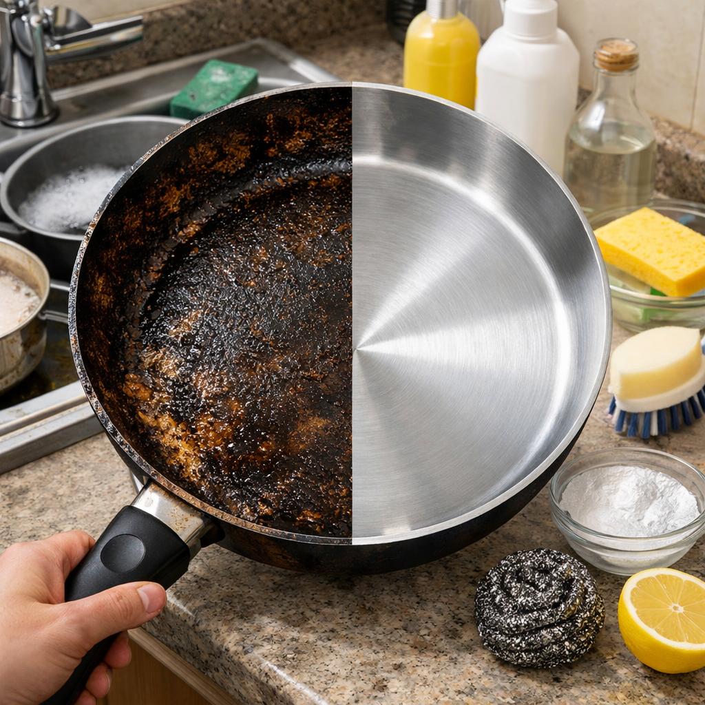 Как отмыть сковороду от нагара и жира