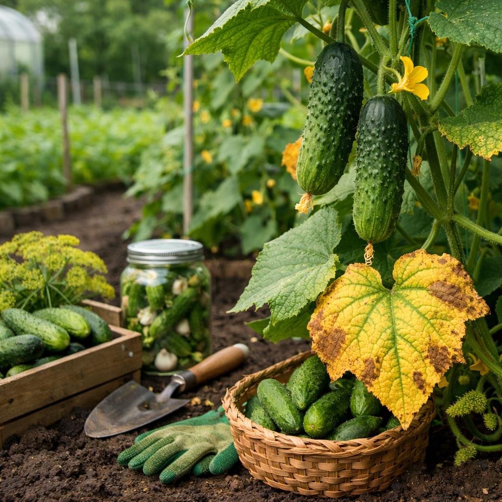 желтеют листья огурцов