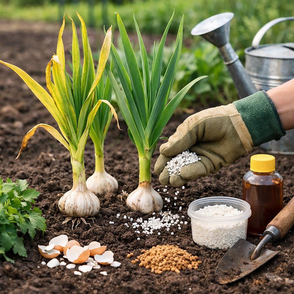 Чем подкормить чеснок в мае от пожелтения
