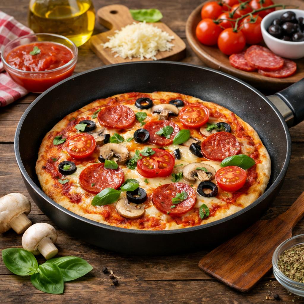 Рецепт пиццы на сковороде за 5 минут