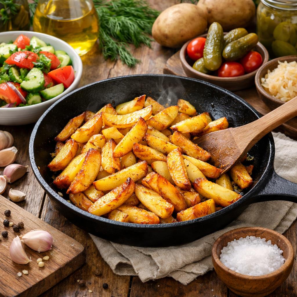 Жареная картошка на сковороде Жареная картошка на сковороде