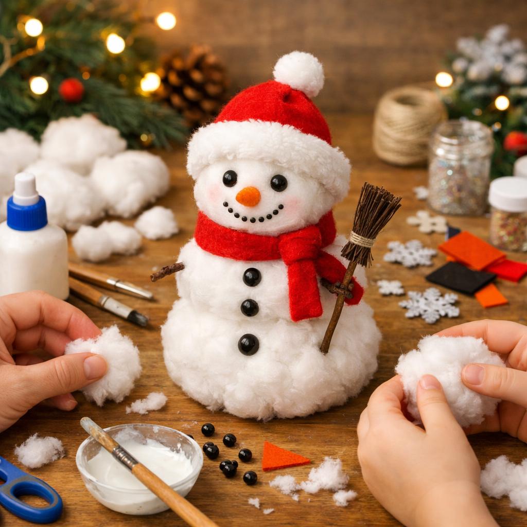 Снеговик из ваты своими руками