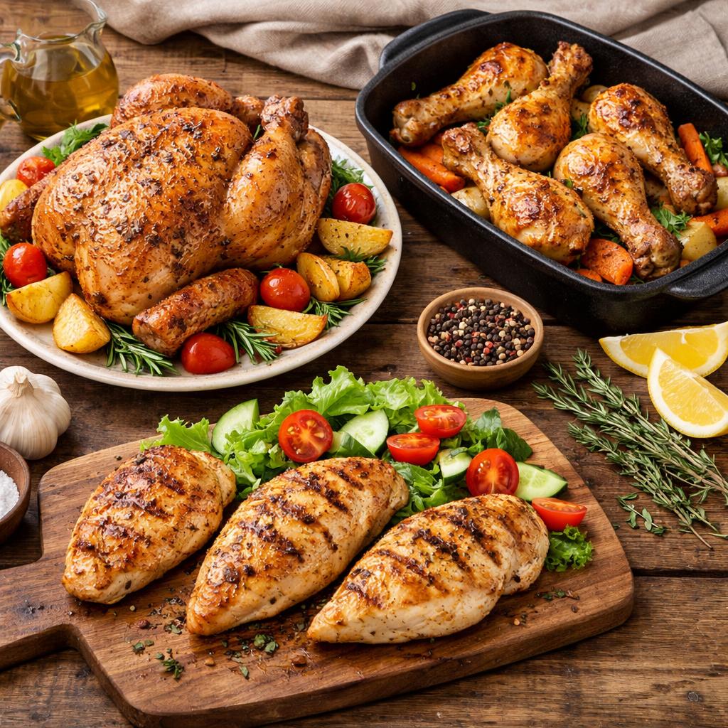 Сколько по времени запекать курицу целиком, куриные ножки и куриную грудку в духовке