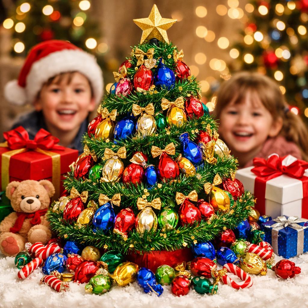 Елка из мишуры и конфет