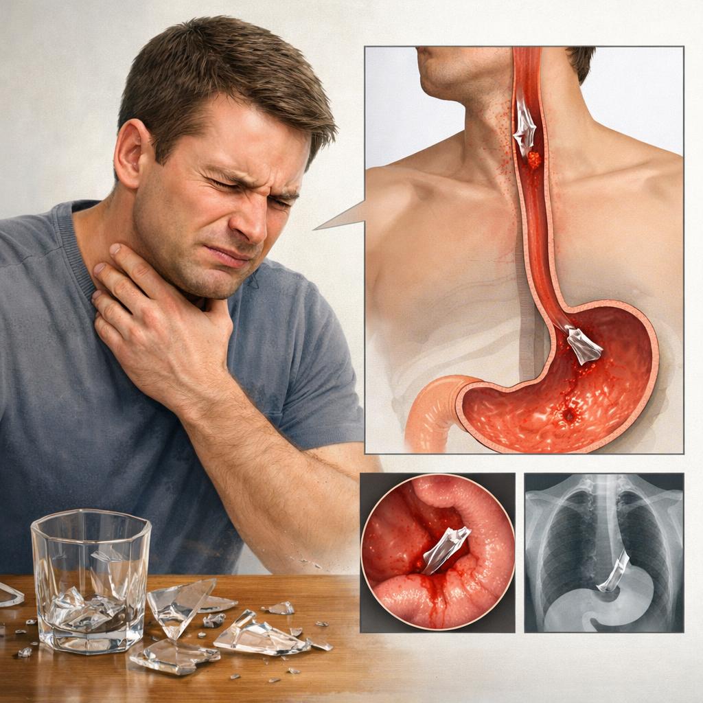 Что делать, если проглотил осколок стекла