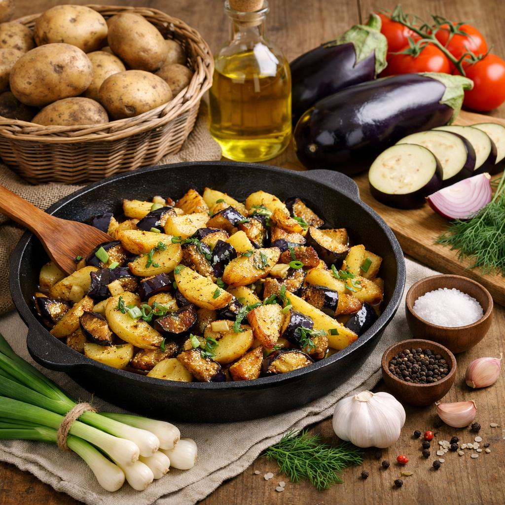 Как приготовить жареную картошку с баклажанами