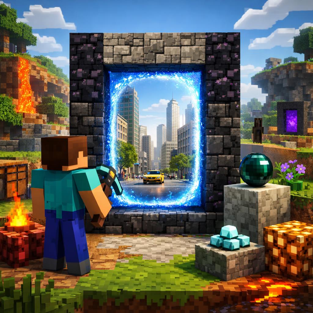 Как сделать портал в город без модов в Minecraft
