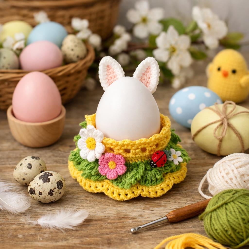 Как связать крючком подставку под яйцо